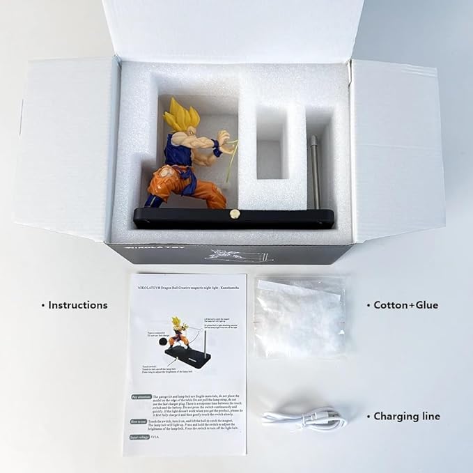 Goku Kamehameha Magnetic LED Lamp – Rechargeable, Dimmable Super Saiyan Night Light with Touch Control, USB-C – Anime Desk Lamp & Room Decor Gift for Him