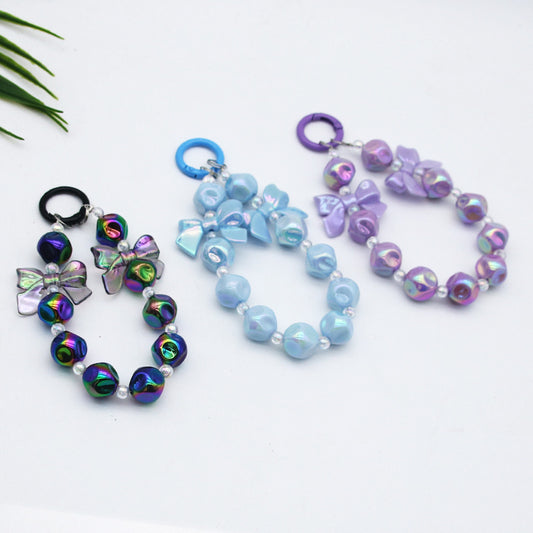 Small fresh candy color fig bead string mobile phone chain pendant headphone bag accessories DIY keychain pendant anti-loss