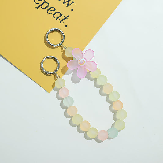 Five-petal flower transparent matte beads mobile phone chain candy beads earphone case accessories DIY water cup portable chain accessories