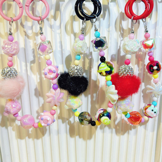 New autumn and winter hairball bead string mobile phone chain exquisite doll mobile phone hanging chain blind box hand-painted bead keychain women's accessories
