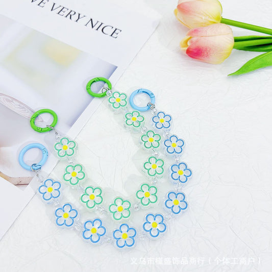 Dripping flower mobile phone chain earphone bag mobile phone case pendant luggage car keychain pendant DIY bead chain