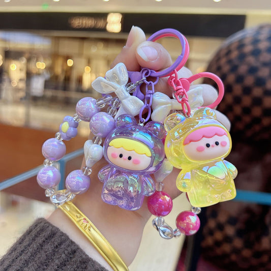 Acrylic glow-in-the-dark frog bead string keychain exquisite and cute mobile phone pendant bag pendant dly