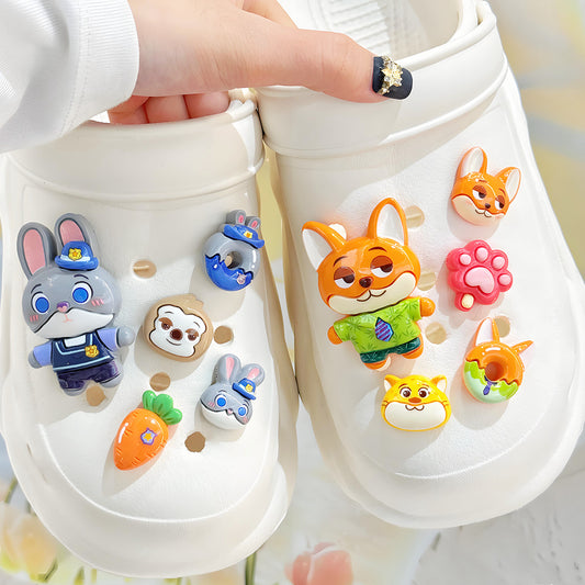 Resin cartoon animal city rabbit fox DIY jewelry accessories hair accessories mobile phone case cream glue hole shoe accessories
