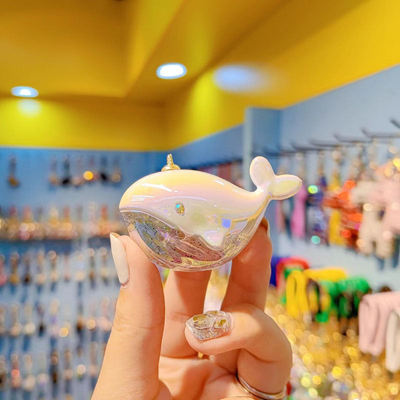 Cartoon Internet celebrity explosion electroplating color whale keychain car key chain couple bag pendant small gift