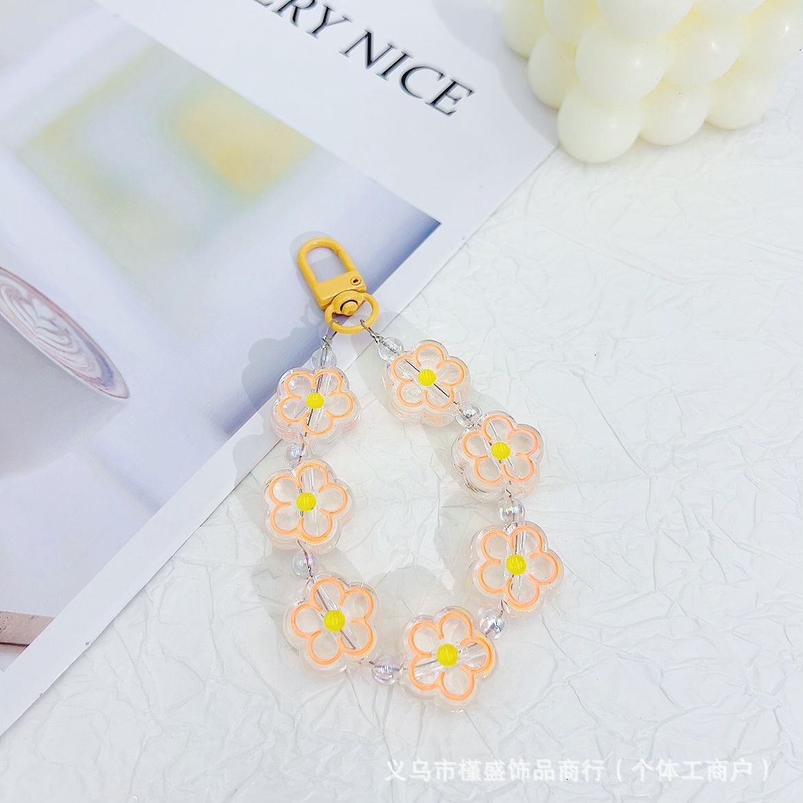 Dripping flower mobile phone chain earphone bag mobile phone case pendant luggage car keychain pendant DIY bead chain