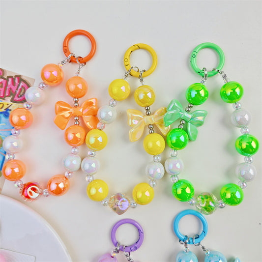 Internet celebrity fig beads electroplated bow bead string mobile phone case ornaments luggage accessories car key chain pendants