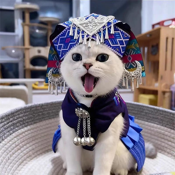 Artisan Handcrafted Pet Apparel - Perfect Fit for Tiny Cats & Small Dogs, Blue-Black Palette