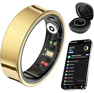 Smart Ring with Sleep Monitoring, Step Counting, Heart Rate, Blood Oxygen, Blood Pressure for iPhone and Android, No Subscription Fee, IP68 Waterproof Health Tracker (Silver, 9)