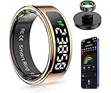 Smart Ring with Sleep Monitoring, Step Counting, Heart Rate, Blood Oxygen, Blood Pressure for iPhone and Android, No Subscription Fee, IP68 Waterproof Health Tracker (Silver, 9)