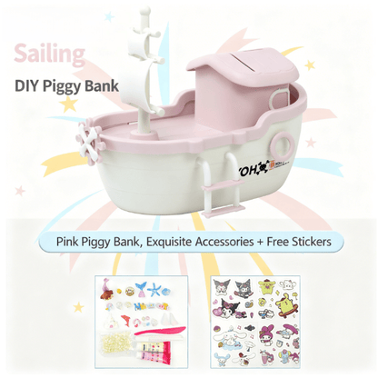 Pirate ship piggy bank children's handmade DIY piggy bank boy girl set holiday gift storage coin