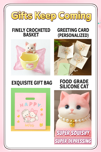 Handmade Silicone Big Cat Squishy Toy - Cute Chubby, Stress Relief & Fidget