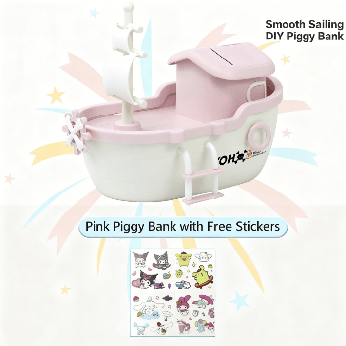 Pirate ship piggy bank children's handmade DIY piggy bank boy girl set holiday gift storage coin