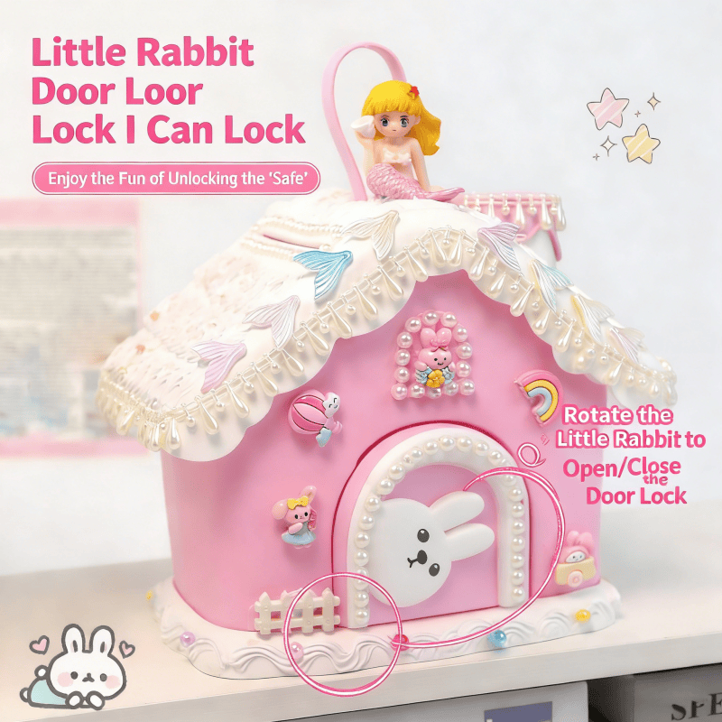 The little white rabbit igloo piggy bank, children's handmade DIY cream glue piggy bank can only come in and out, and the assembly toys can be assembled.