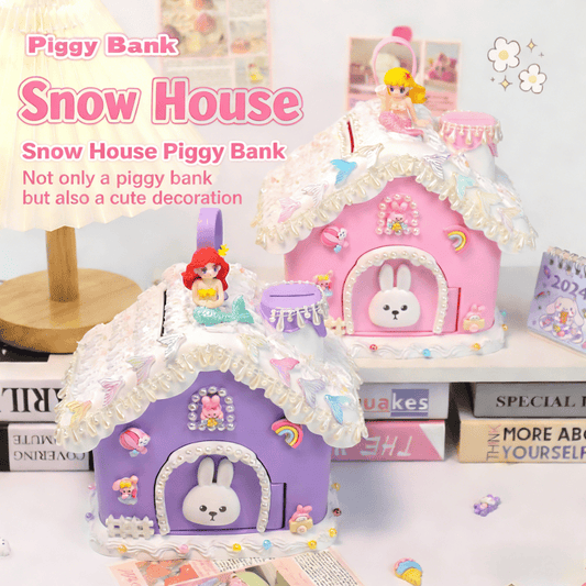 The little white rabbit igloo piggy bank, children's handmade DIY cream glue piggy bank can only come in and out, and the assembly toys can be assembled.