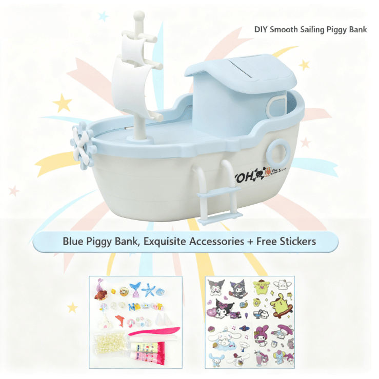 Pirate ship piggy bank children's handmade DIY piggy bank boy girl set holiday gift storage coin