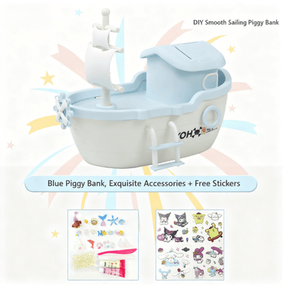 Pirate ship piggy bank children's handmade DIY piggy bank boy girl set holiday gift storage coin