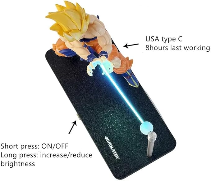 Goku Kamehameha Magnetic LED Lamp – Rechargeable, Dimmable Super Saiyan Night Light with Touch Control, USB-C – Anime Desk Lamp & Room Decor Gift for Him