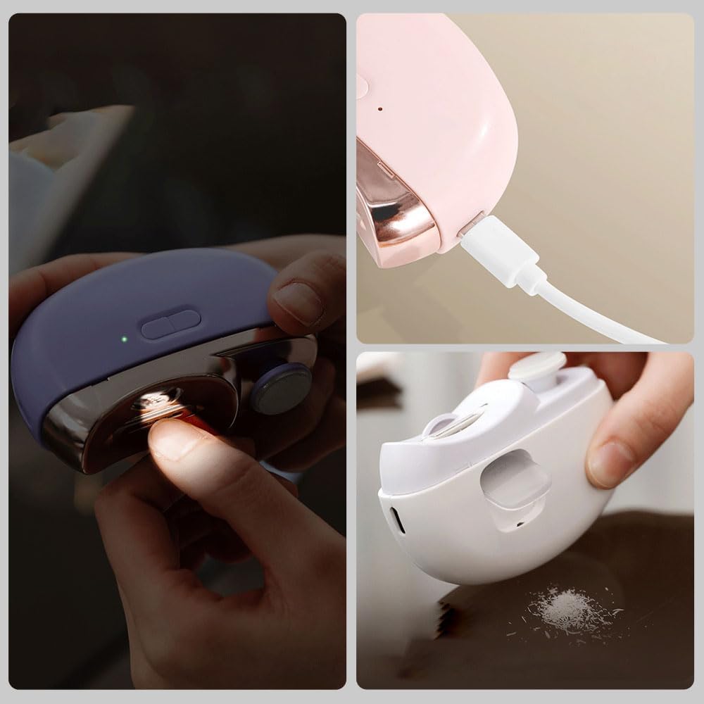 Electric Nail Clipper, 2 in 1 Electric Polishing Automatic Nail Clippers Electric Nail Trimmer with 2 Adjustable Speeds, Nail Trimmer for Seniors, Kids, Adults (Purple)