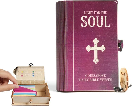 Handmade Wooden Bible Verses Box - Daily Bible Verses, Wooden Boxes with Scripture Prayer Cards, Inspirational Emotions and Feelings Christian Gift, Catholic Confirmation Religious Gifts(2pcs)