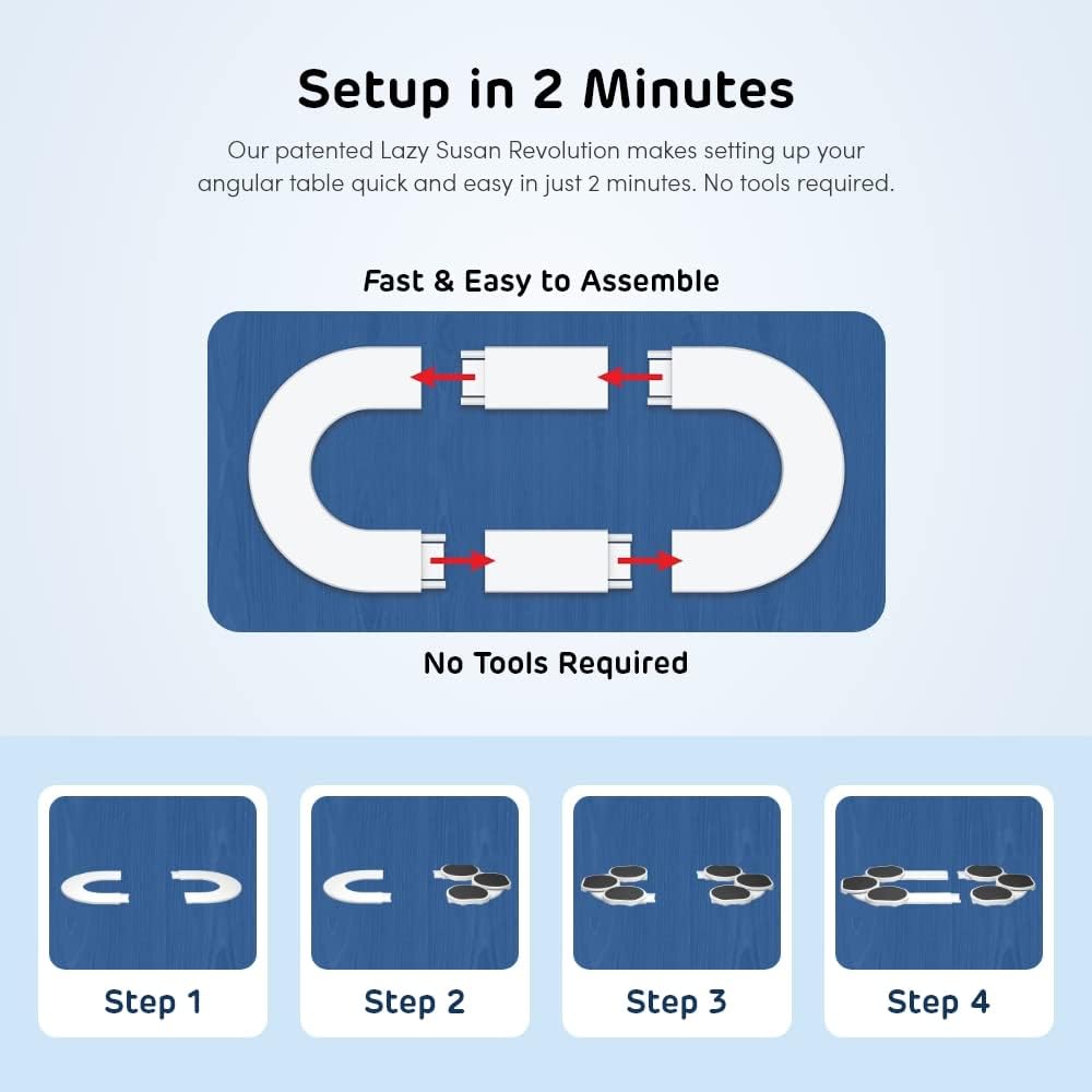 Full Set - Dark Gray - The First Patented Lazy Susan Turntable Expandable for Rectangular & Oblong Tables - Kitchen & Dining Tables - Great Gift! Parties & Gatherings.