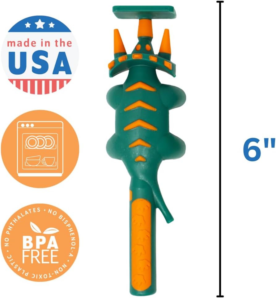 Constructive Eating Plate and Utensils Set - USA-Made Toddler Dinnerware with Divided Plates (Dinosaur)