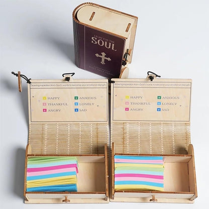 Handmade Wooden Bible Verses Box - Daily Bible Verses, Wooden Boxes with Scripture Prayer Cards, Inspirational Emotions and Feelings Christian Gift, Catholic Confirmation Religious Gifts(2pcs)
