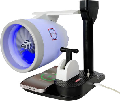 New Desktop Jet Engine Model with Humidifier and Colorful Lights – Creative Aviation-Inspired Tech Decor Gift (Blue)