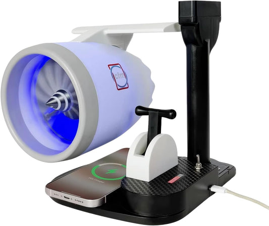 New Desktop Jet Engine Model with Humidifier and Colorful Lights – Creative Aviation-Inspired Tech Decor Gift (Blue)