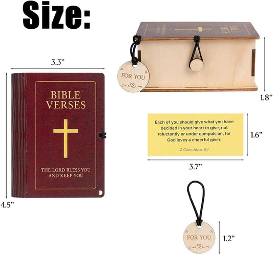 Handmade Wooden Bible Verses Box - Daily Bible Verses, Wooden Boxes with Scripture Prayer Cards, Inspirational Emotions and Feelings Christian Gift, Catholic Confirmation Religious Gifts(2pcs)