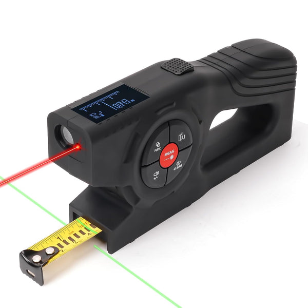 LUNYEE 393Ft Digital Tape Measure with Laser - 3-in-1 Recharge Electronic Laser Measuring Tape with Tape Measure 16Ft OLED Display M/in/Ft Unit Switch Area/Volume/Pythagorean.Class II Laser