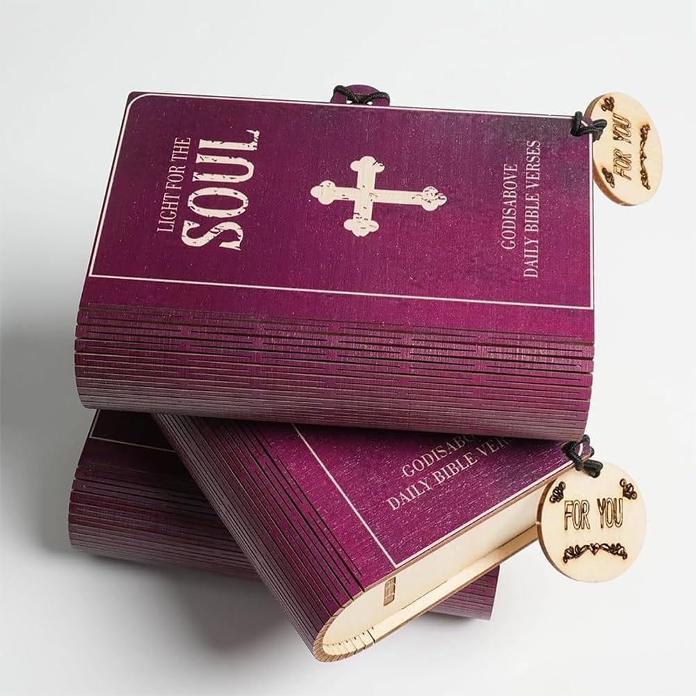 Handmade Wooden Bible Verses Box - Daily Bible Verses, Wooden Boxes with Scripture Prayer Cards, Inspirational Emotions and Feelings Christian Gift, Catholic Confirmation Religious Gifts(2pcs)