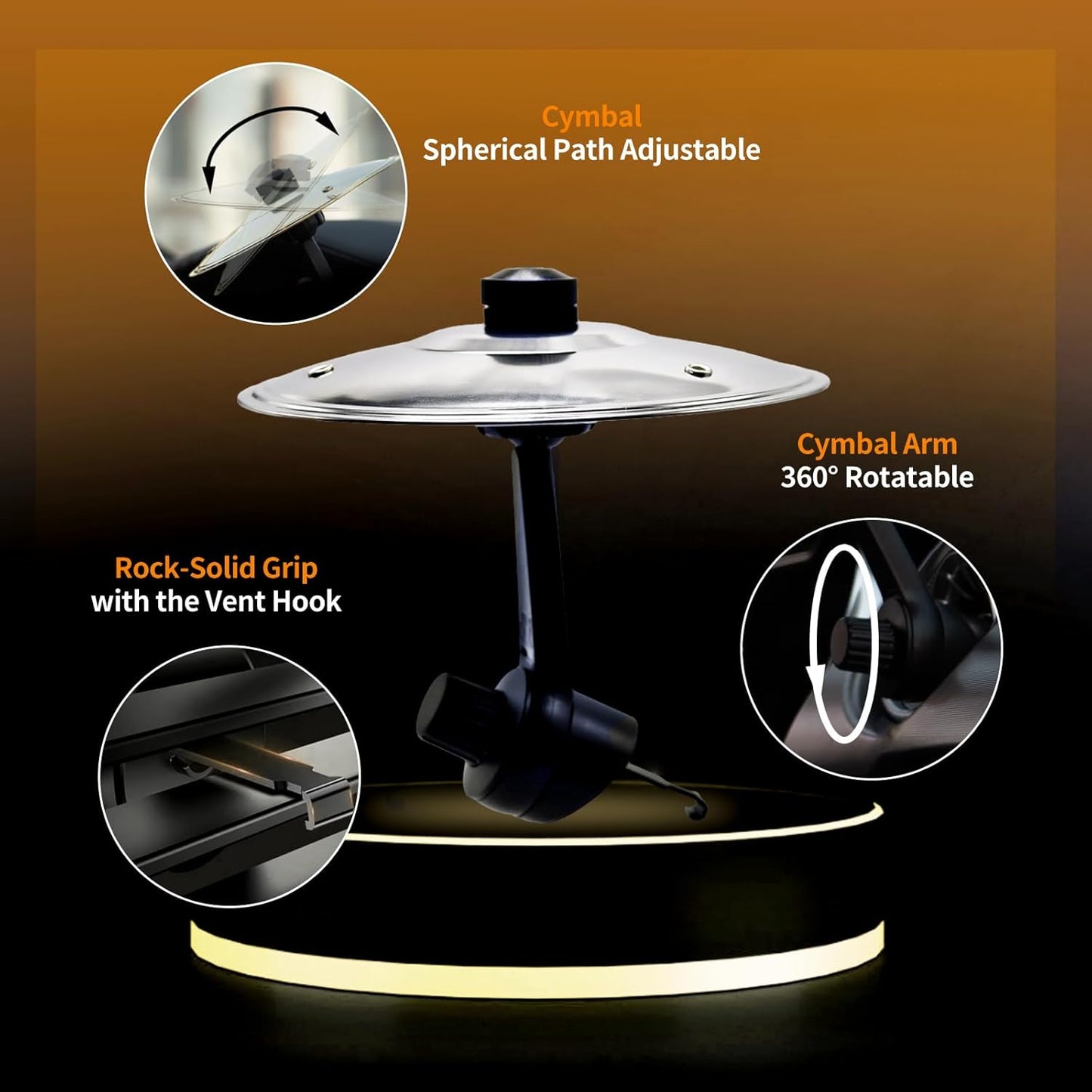 Car Cymbal. Car Crash Cymbal Air Vent - Easy Clip-On Mini Drum Cymbal for Car Dashboard.Cool car interior accessories for entertainment(Silver)