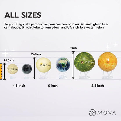 MOVA Globe Earth with Clouds – 4.5 Self-Rotating Globe Powered by Light | Silent Motion. No Batteries or Wires | Unique Desk Decor or Gift for Space Lovers