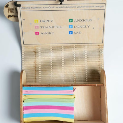Handmade Wooden Bible Verses Box - Daily Bible Verses, Wooden Boxes with Scripture Prayer Cards, Inspirational Emotions and Feelings Christian Gift, Catholic Confirmation Religious Gifts(2pcs)