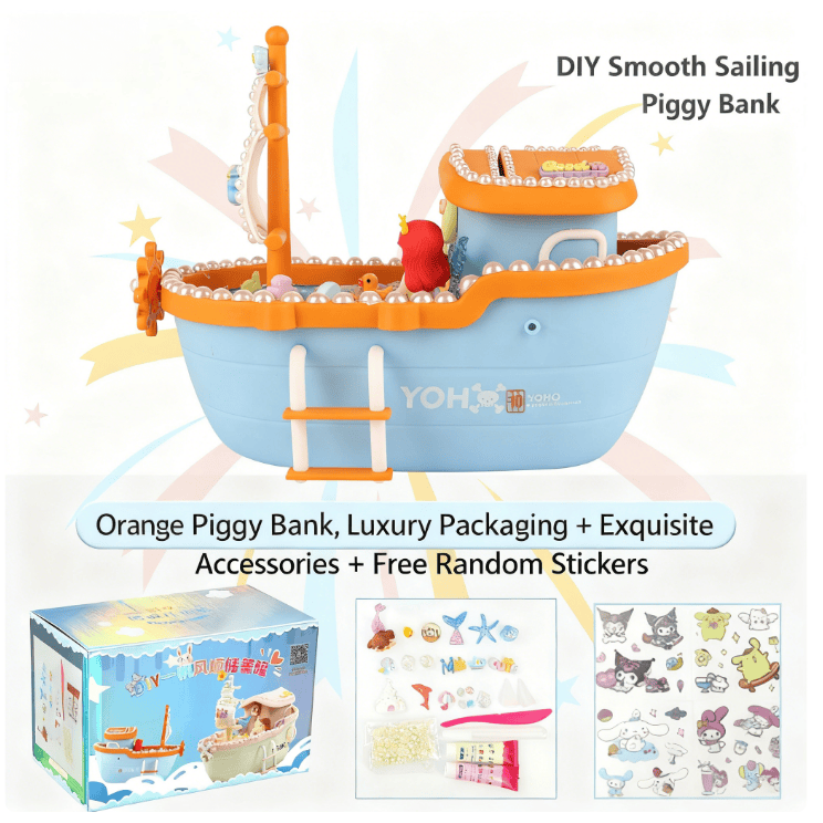 Pirate ship piggy bank children's handmade DIY piggy bank boy girl set holiday gift storage coin