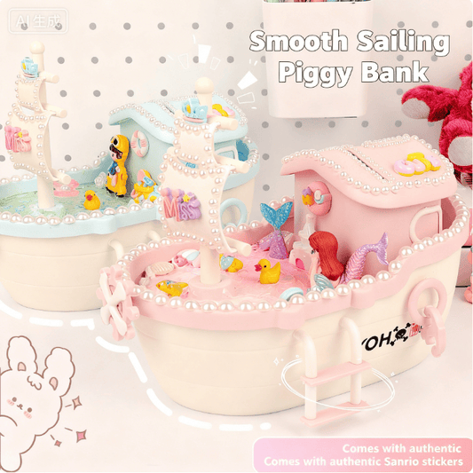 Pirate ship piggy bank children's handmade DIY piggy bank boy girl set holiday gift storage coin