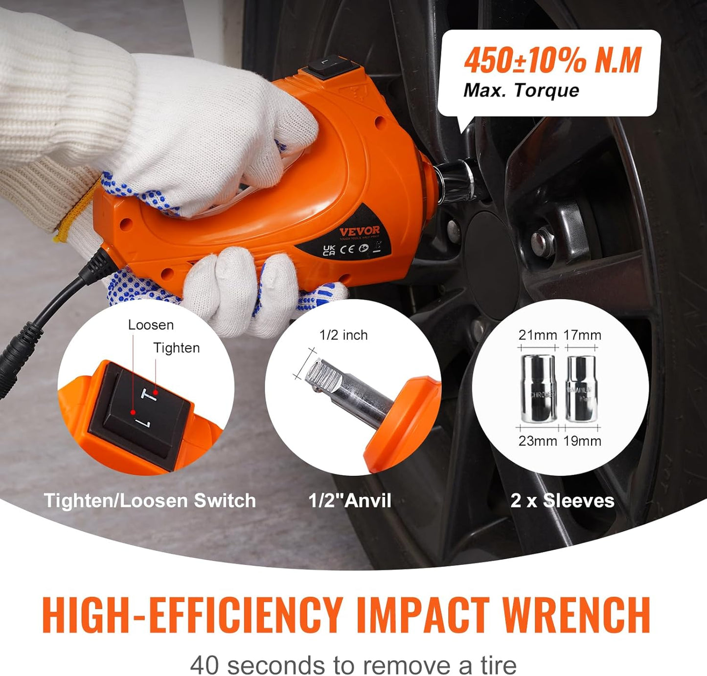 VEVOR Electric Car Jack. 5 Ton/11023 LBS Hydraulic Jack Lift with Electric Impact Wrench. Built-in Inflatable Pump. and LED Light for SUV MPV Sedan Truck Change Tires Garage Repair