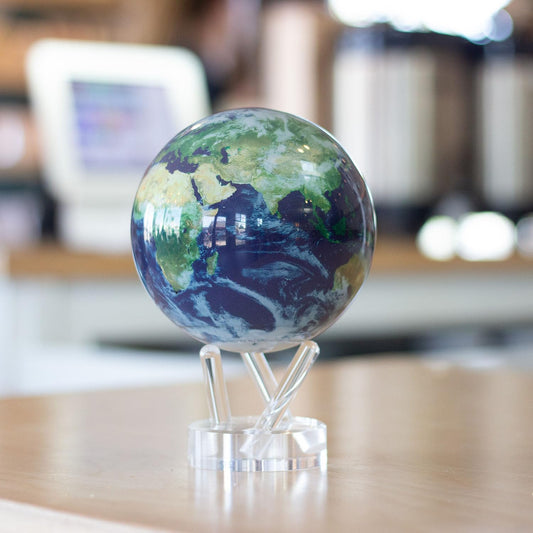 MOVA Globe Earth with Clouds – 4.5 Self-Rotating Globe Powered by Light | Silent Motion. No Batteries or Wires | Unique Desk Decor or Gift for Space Lovers