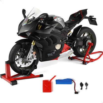 1:6 Motorcycle Model for Kawasaki Ninja H2R Metal Die-cast Motorcycle Model with Imitation Key Sound Light Spray Moto Classic Collection Gift for Adult(Black)