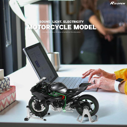 1:6 Motorcycle Model for Kawasaki Ninja H2R Metal Die-cast Motorcycle Model with Imitation Key Sound Light Spray Moto Classic Collection Gift for Adult(Black)