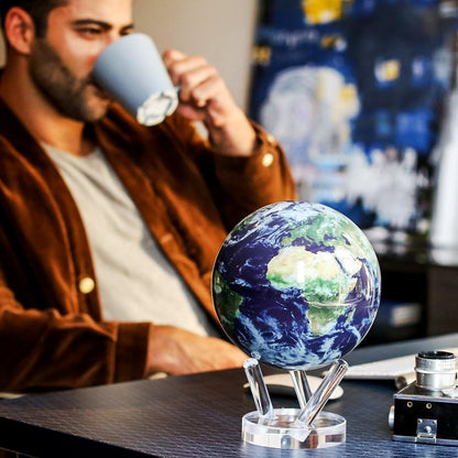 MOVA Globe Earth with Clouds – 4.5 Self-Rotating Globe Powered by Light | Silent Motion. No Batteries or Wires | Unique Desk Decor or Gift for Space Lovers