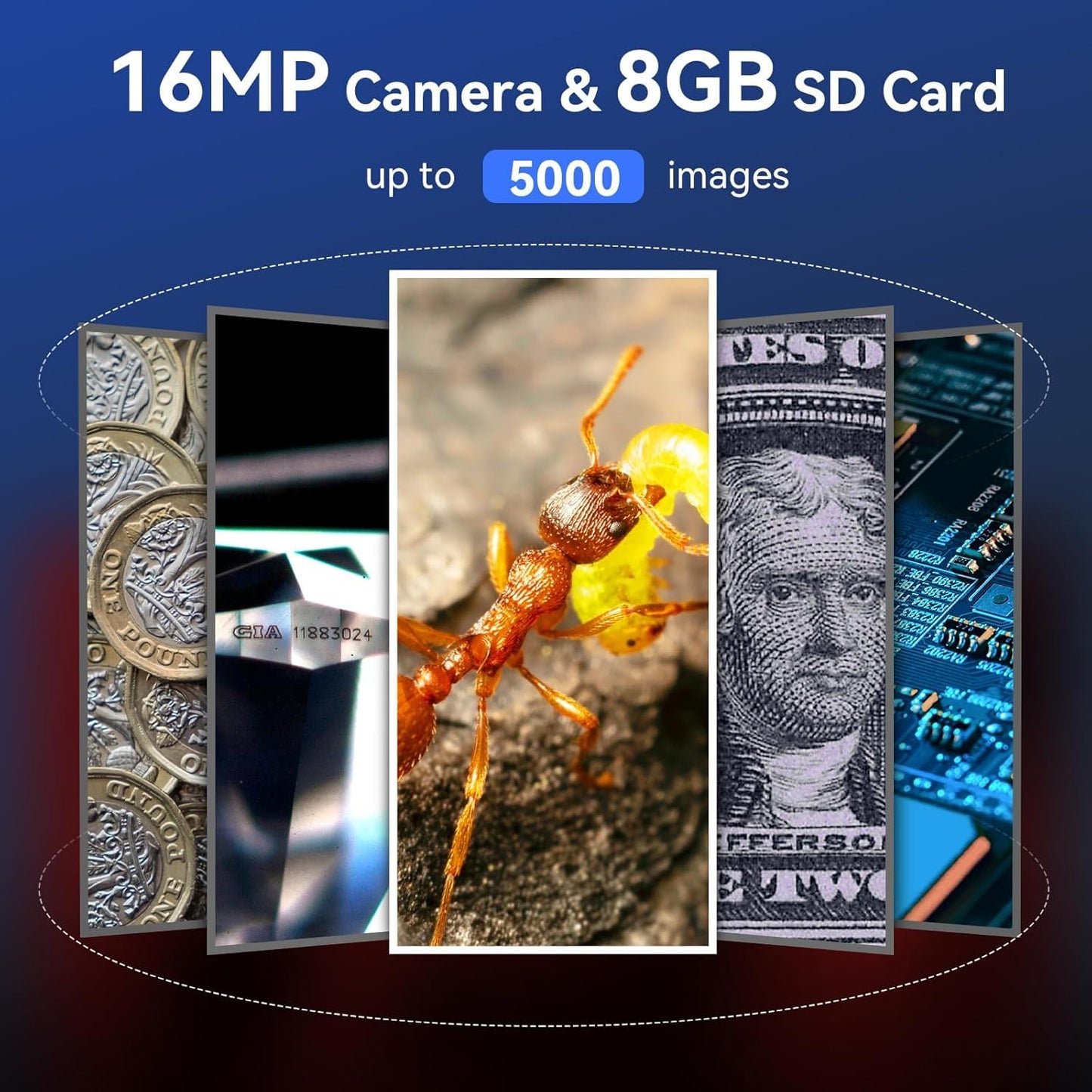 TOMLOV P10 Microscope for Adults Kids, Handheld Coin Magnifier with Light for Error Coins, Portable Trichome Magnifying Glass 100X, Collector Pocket Jewelers Loupe, Digital Microscope with 2" Screen