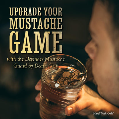 Mustache Guard Drinking Protector | Stainless Steel Skull Clip for Coffee Beer Wine Glasses Cups | Portable Facial Hair Shield | Defender Moustache Drink Protector by Death Grip