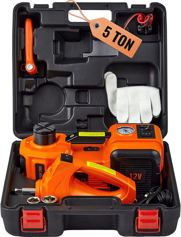 VEVOR Electric Car Jack. 5 Ton/11023 LBS Hydraulic Jack Lift with Electric Impact Wrench. Built-in Inflatable Pump. and LED Light for SUV MPV Sedan Truck Change Tires Garage Repair