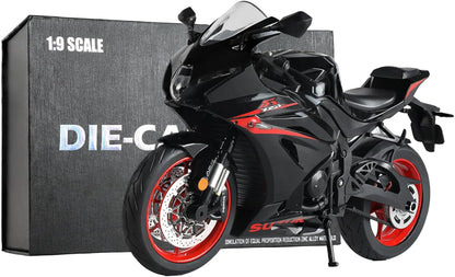 1:6 Motorcycle Model for Kawasaki Ninja H2R Metal Die-cast Motorcycle Model with Imitation Key Sound Light Spray Moto Classic Collection Gift for Adult(Black)