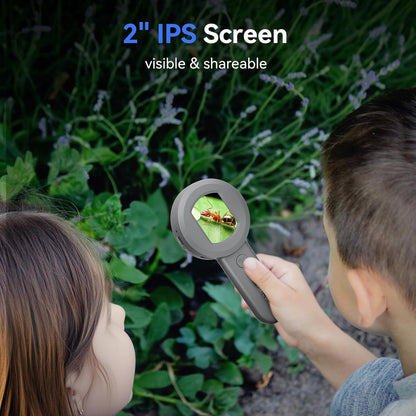 TOMLOV P10 Microscope for Adults Kids, Handheld Coin Magnifier with Light for Error Coins, Portable Trichome Magnifying Glass 100X, Collector Pocket Jewelers Loupe, Digital Microscope with 2" Screen