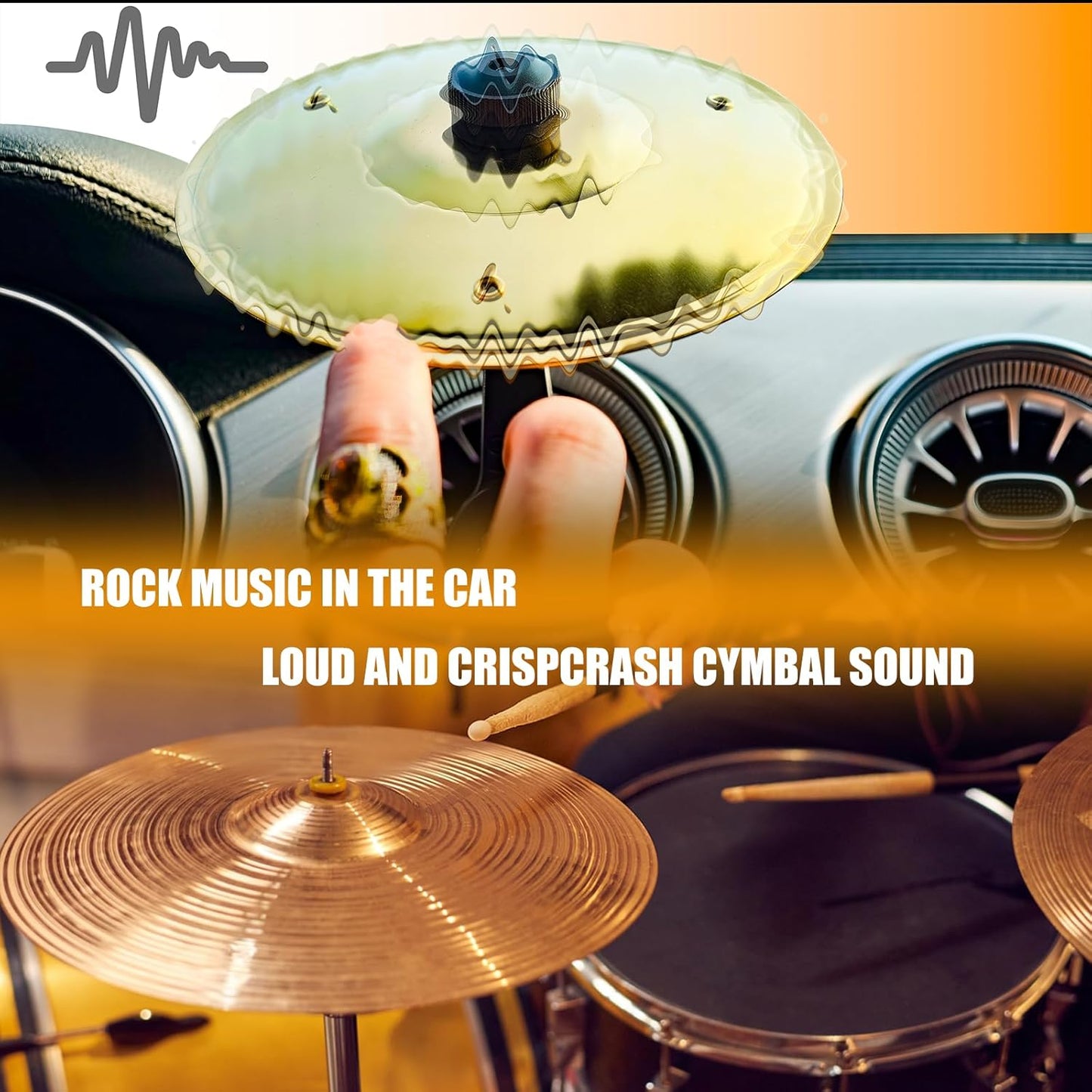Car Cymbal. Car Crash Cymbal Air Vent - Easy Clip-On Mini Drum Cymbal for Car Dashboard.Cool car interior accessories for entertainment(Silver)