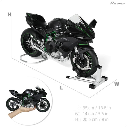 1:6 Motorcycle Model for Kawasaki Ninja H2R Metal Die-cast Motorcycle Model with Imitation Key Sound Light Spray Moto Classic Collection Gift for Adult(Black)