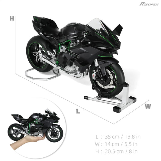 1:6 Motorcycle Model for Kawasaki Ninja H2R Metal Die-cast Motorcycle Model with Imitation Key Sound Light Spray Moto Classic Collection Gift for Adult(Black)