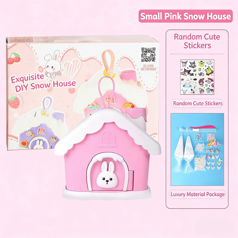 The little white rabbit igloo piggy bank, children's handmade DIY cream glue piggy bank can only come in and out, and the assembly toys can be assembled.